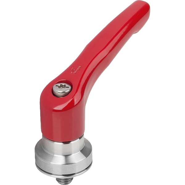 Adjustable Handle W Clamp Force Intensif Size:2 M08X10, Zinc Red Ral3003, Comp:Stainless Steel
